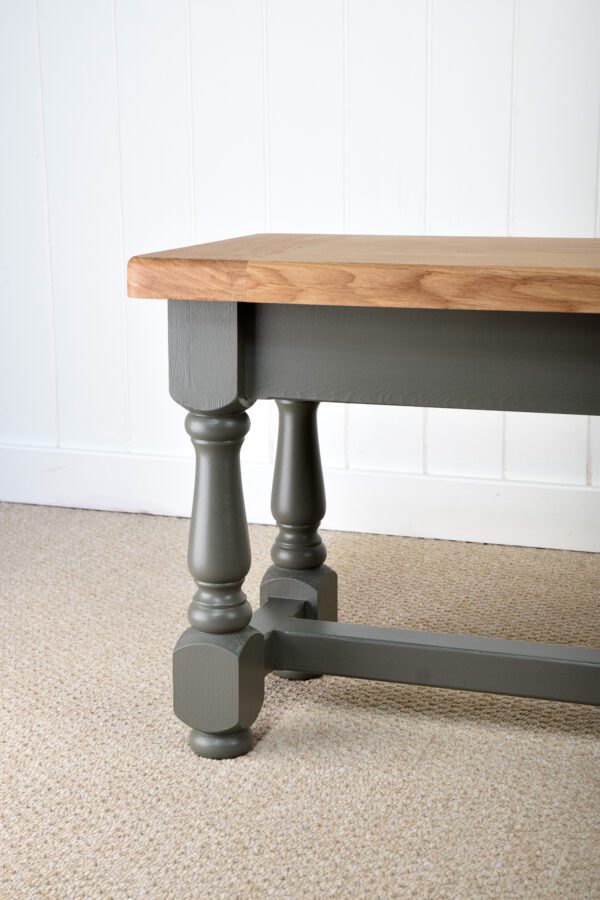 A table with legs and a wooden top.