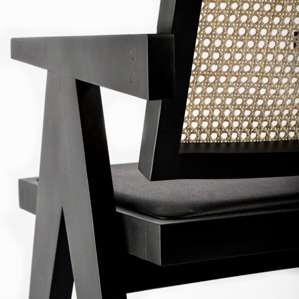 Chandigarh Rattan Armchair in Satin Black