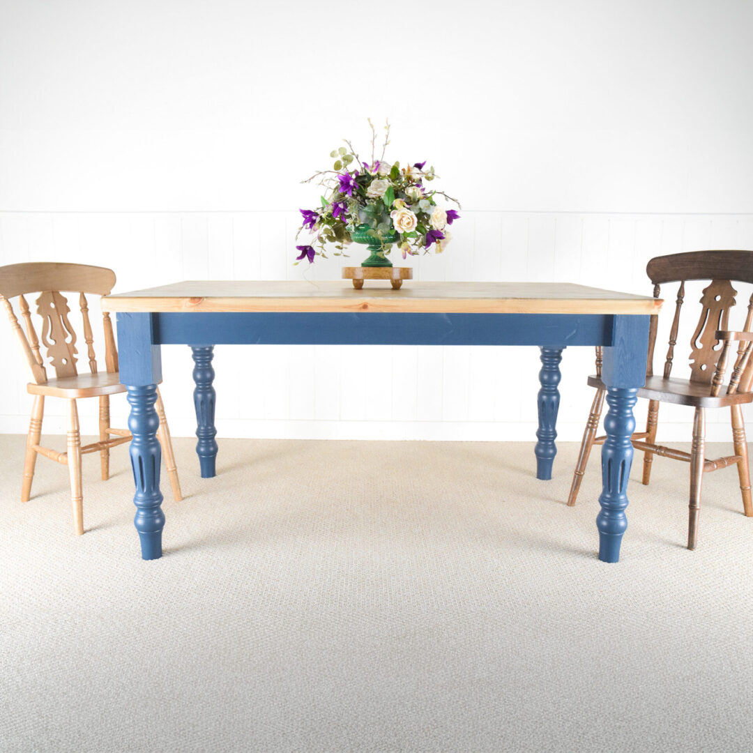 Farmhouse fluted dining rectangular table with Farmhouse dining chairs