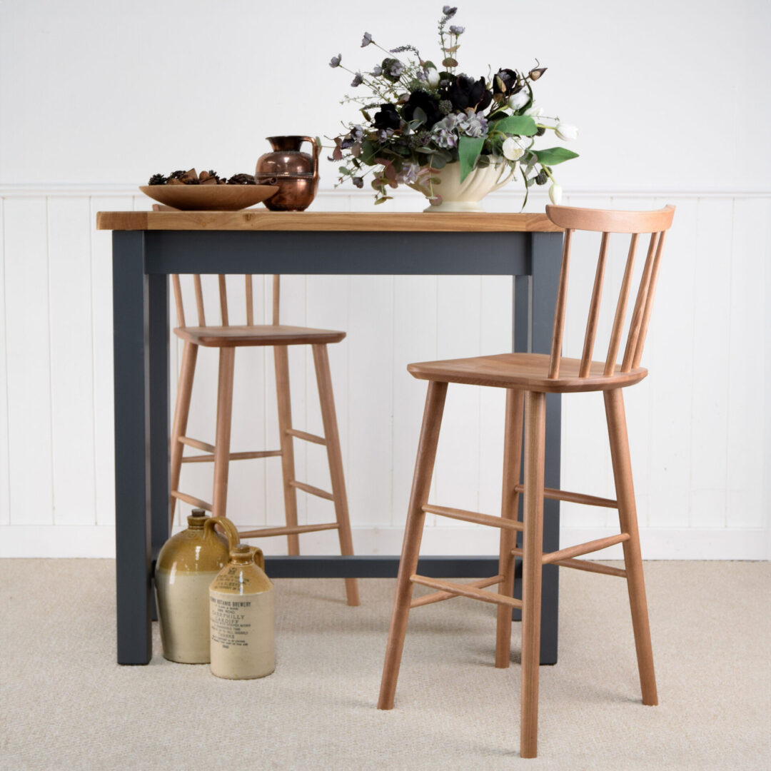 Warminster kitchen island with bar stools